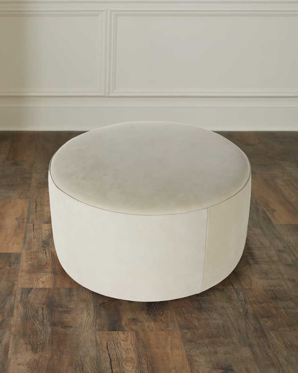 Arbor Leather Round Ottoman