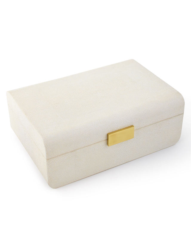 Cream Faux Shagreen Large Decorative Box