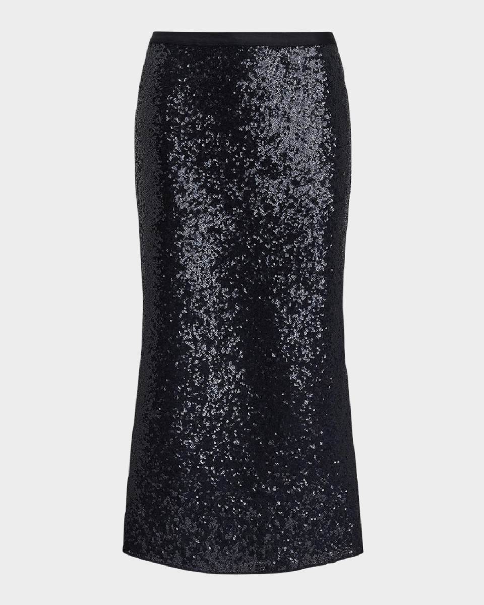 Sequin Stretch Mesh Midi Skirt