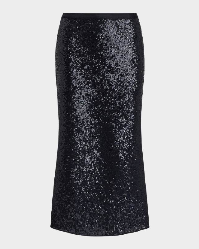 Sequin Stretch Mesh Midi Skirt