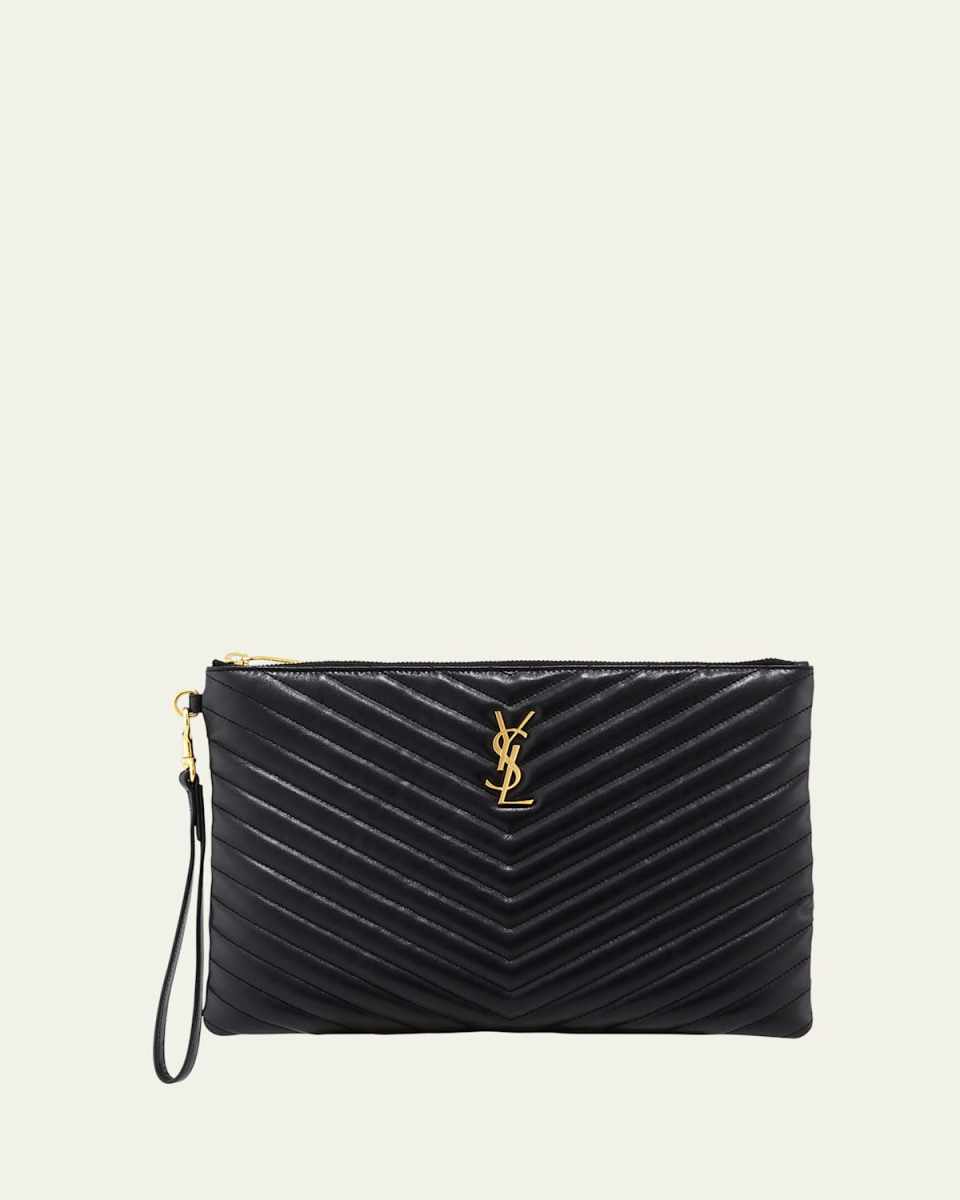 YSL Monogram Medium Pouch in Smooth Leather