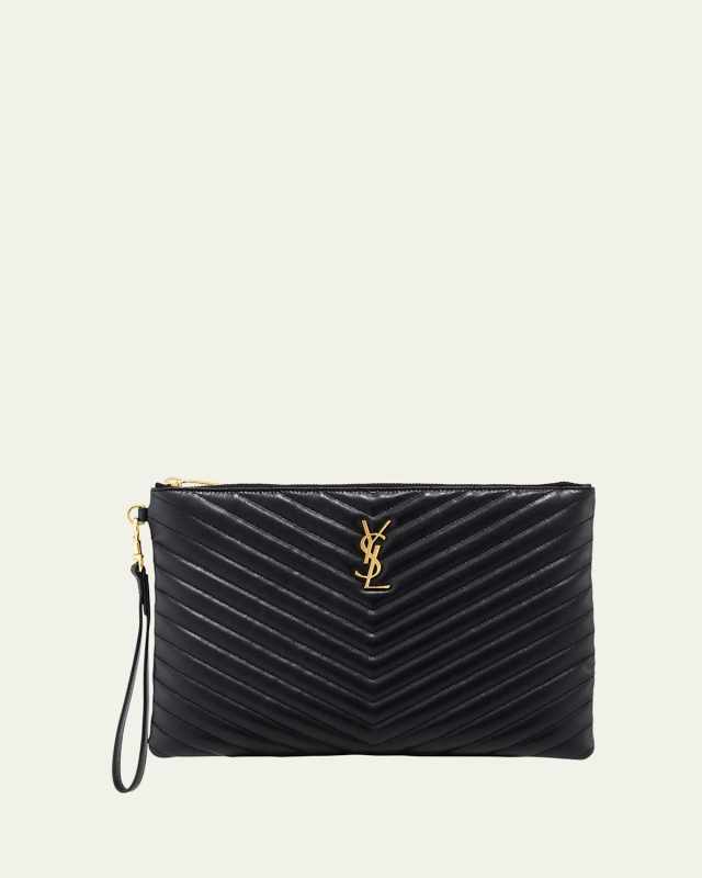 YSL Monogram Medium Pouch in Smooth Leather