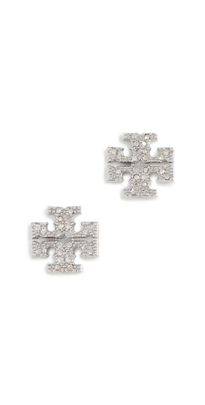 Tory Burch Kira Pave Stud Earrings Tory Silver/Crystal