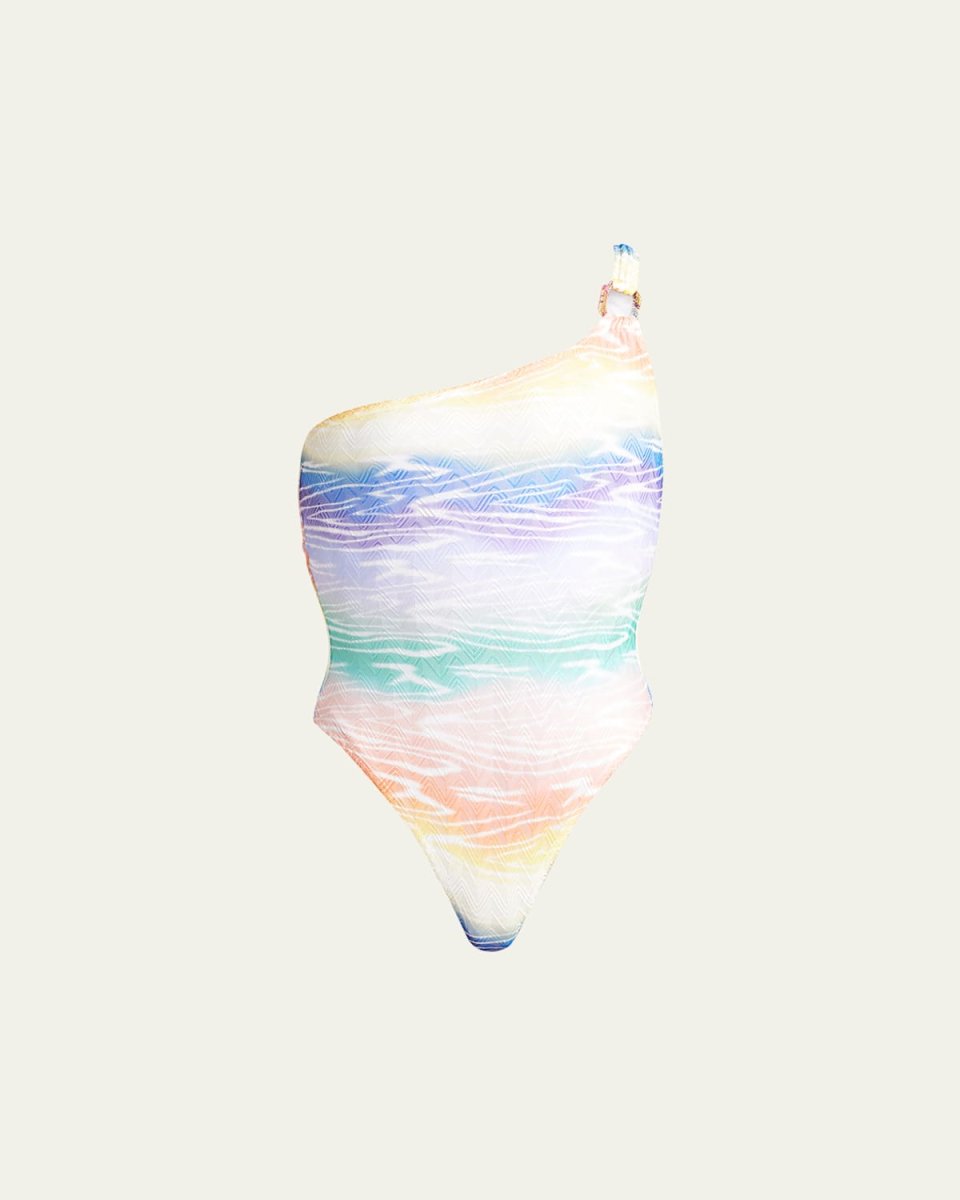 Multi Zig-Zag Knit One-Piece Swimsuit