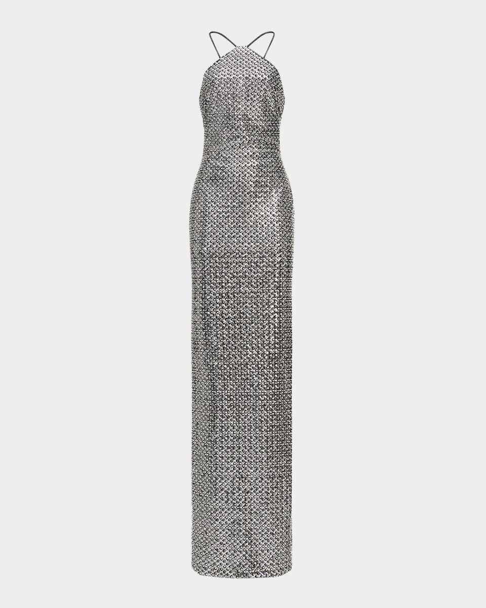 Yeva Crystal Sequin Column Gown