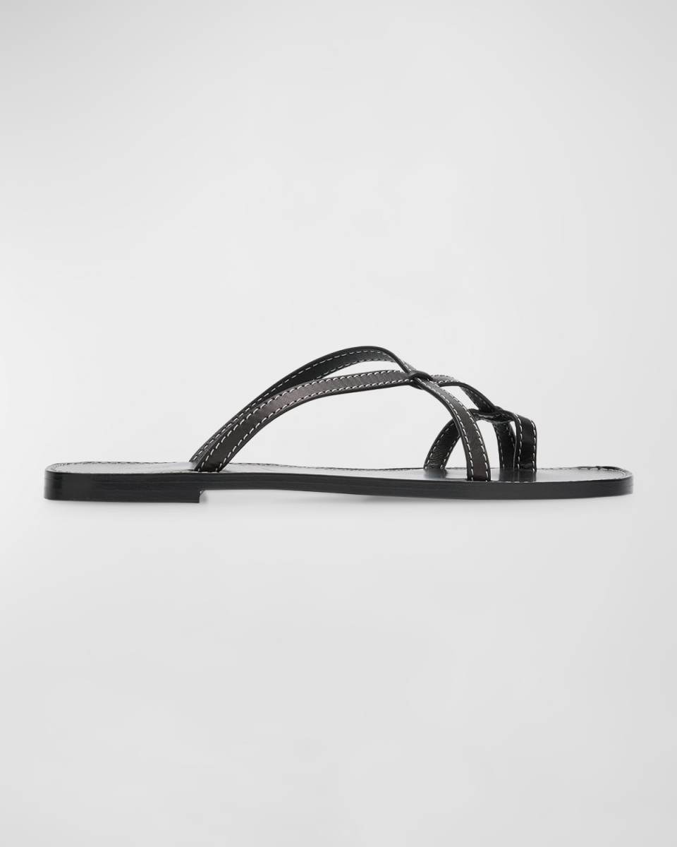 Link Leather Toe-Loop Slide Sandals