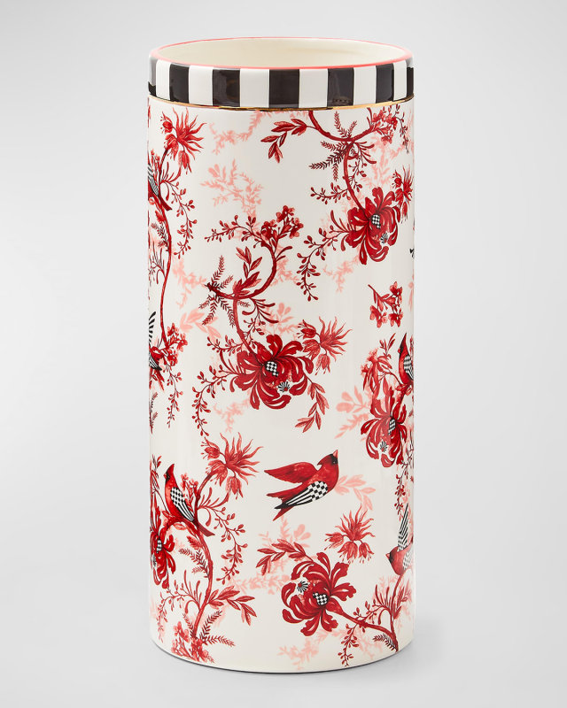 Cardinal Toile Tall Vase, 15"
