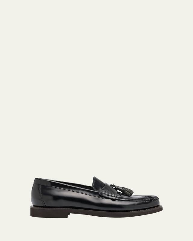 Leather Monili Tassel Penny Loafers
