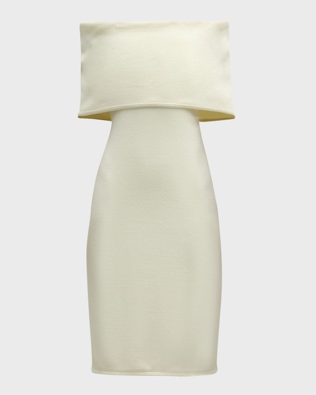 Textured Nylon Off-Shoulder Midi Dress