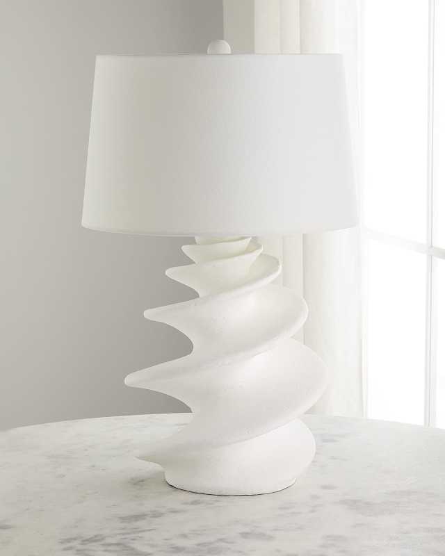 Durham White Gesso Shell Lamp