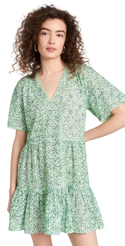 Shoshanna Tunic Mini Dress Green/Ivory