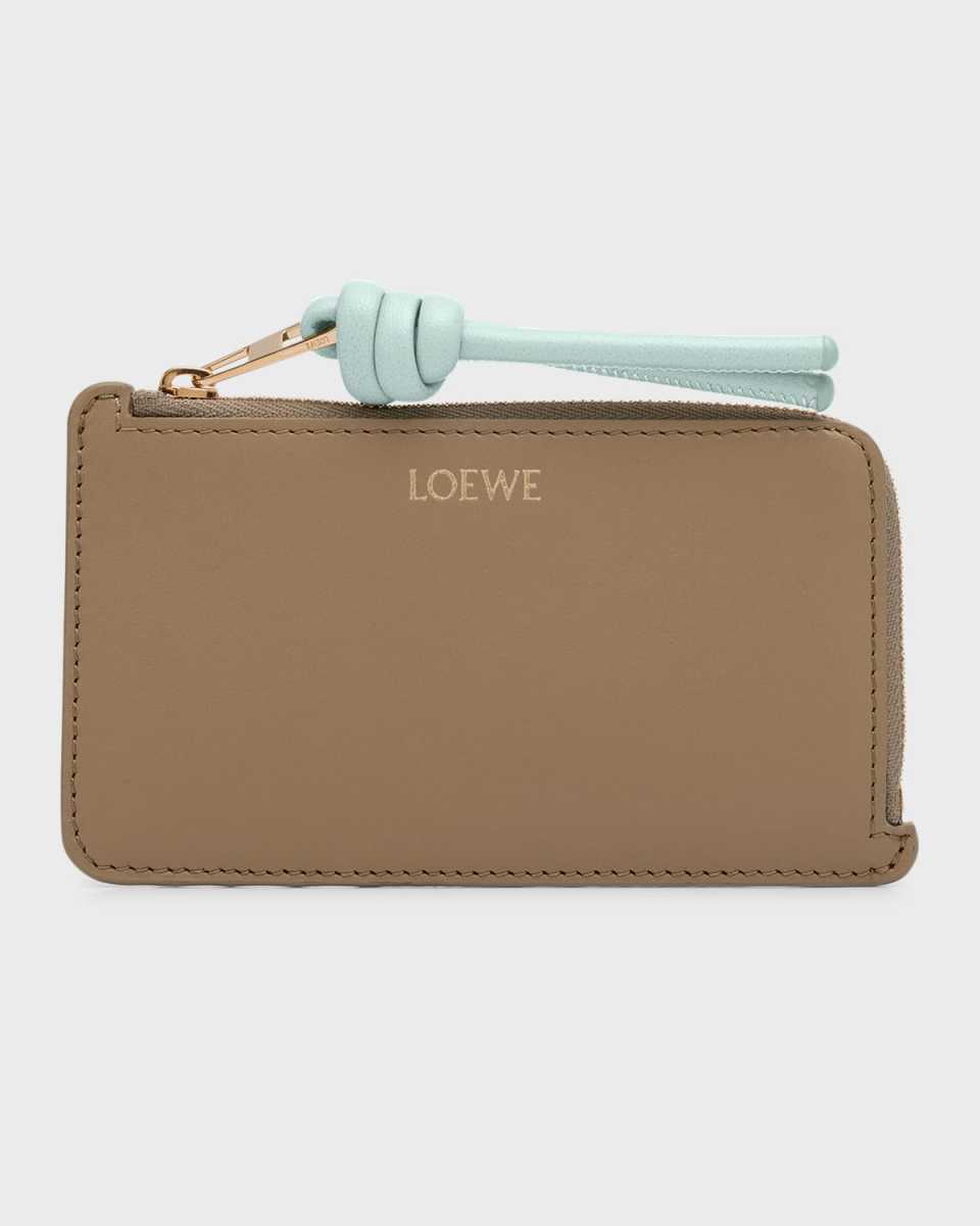Knot Zip Card Case in Shiny Napa Leather