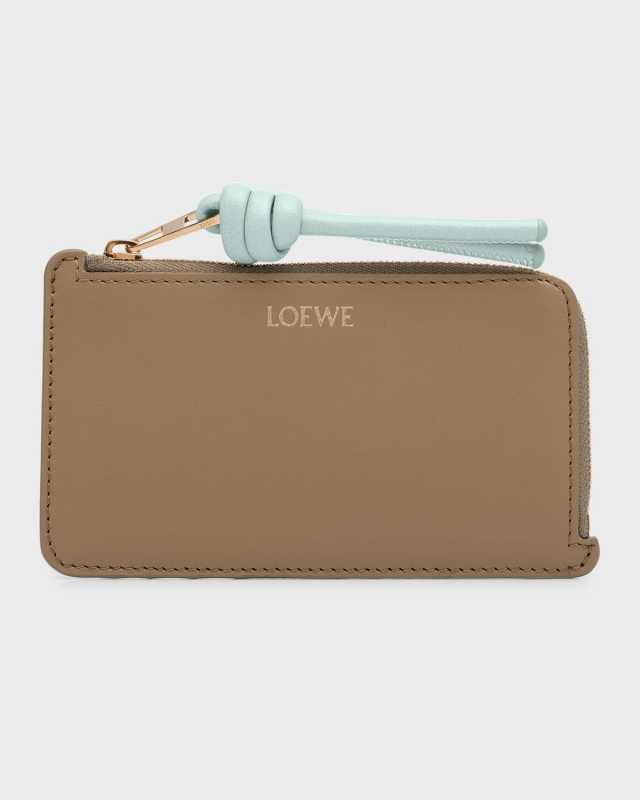 Knot Zip Card Case in Shiny Napa Leather