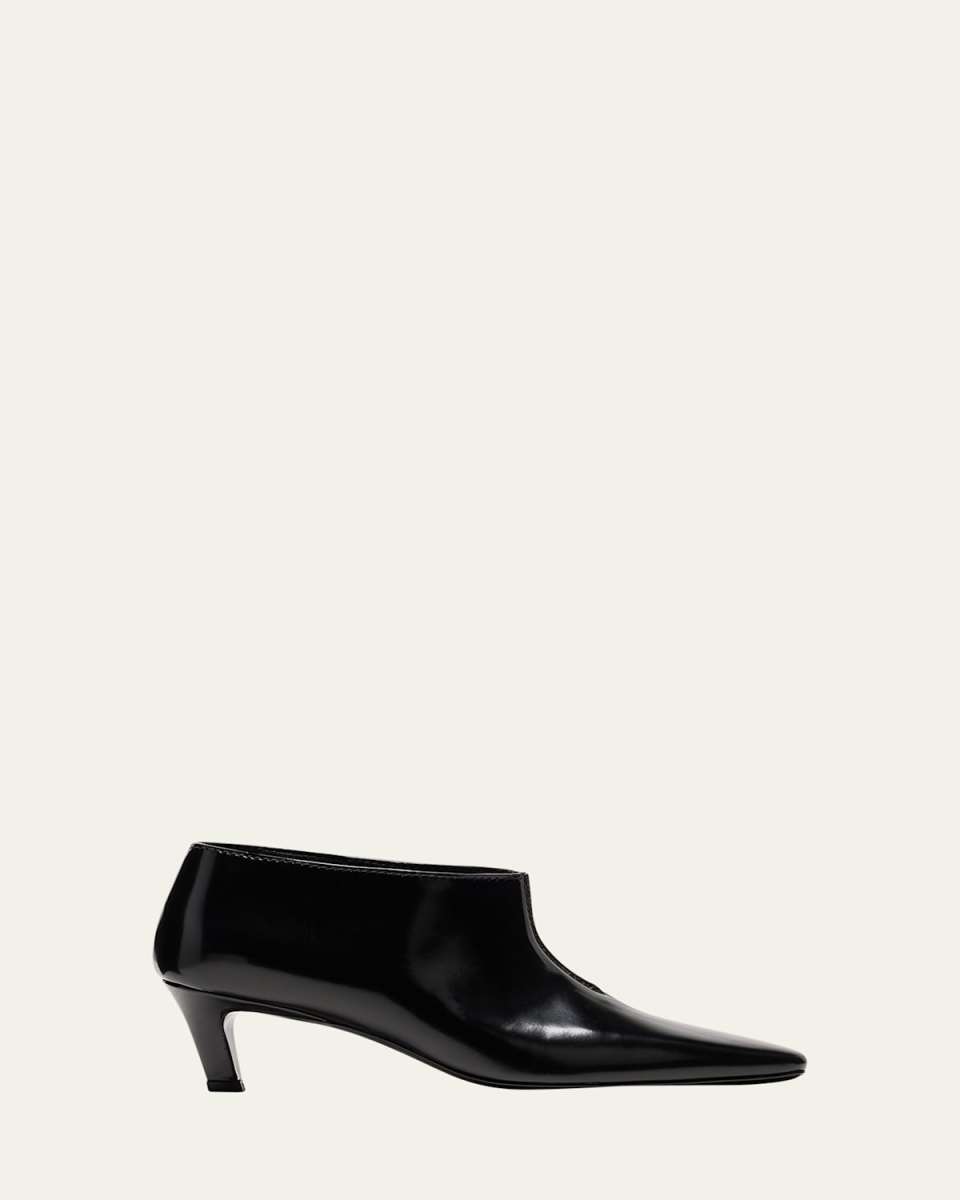 Sleek Leather Kitten-Heel Shoetie