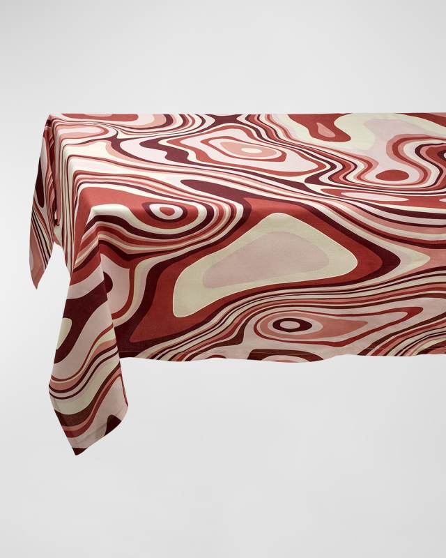 Waves Linen Sateen Tablecloth, 70" x 126"