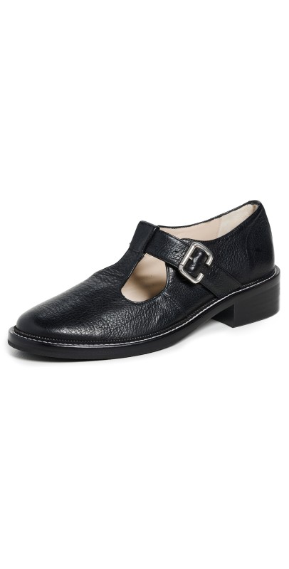 Freda Salvador Helen T-Strap Loafers Black