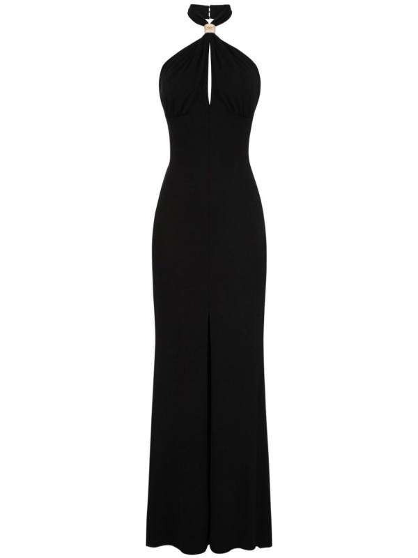logo-plaque draped gown