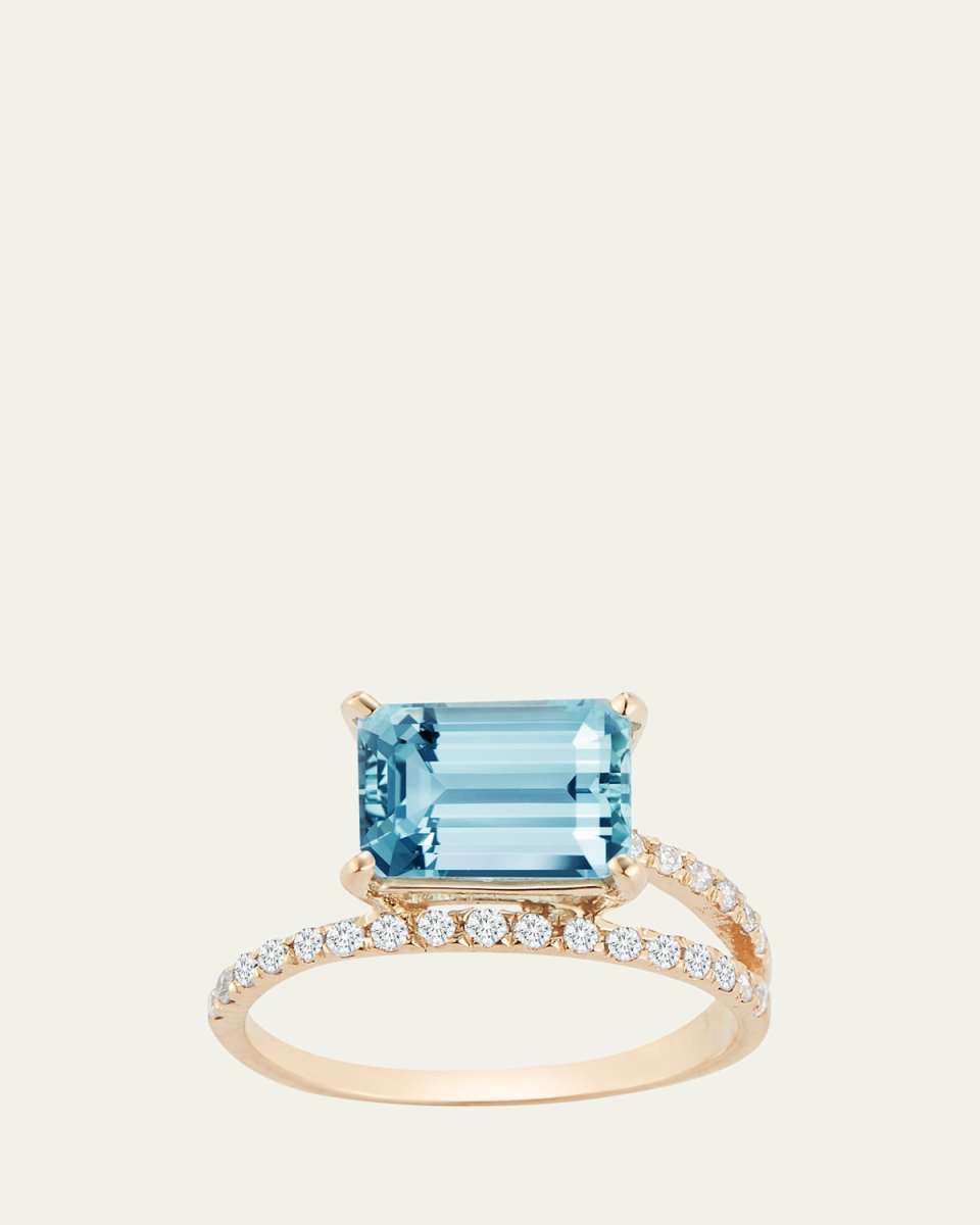 14K Blue Topaz Point of Focus Ring