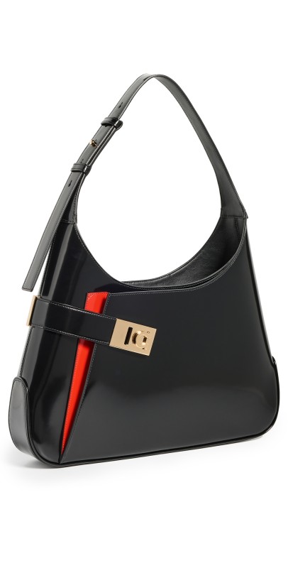 FERRAGAMO Shoulder Archive Vanity Bicolor Bag Nero Flame Red