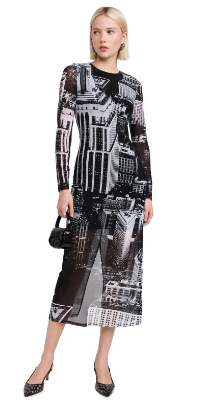 alice + olivia Delora Midi Dress Cityscape
