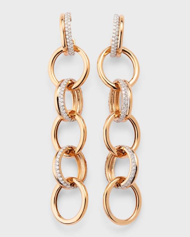 Thoby 18K Rose Gold and Diamond Multi Ring Dangle Earrings