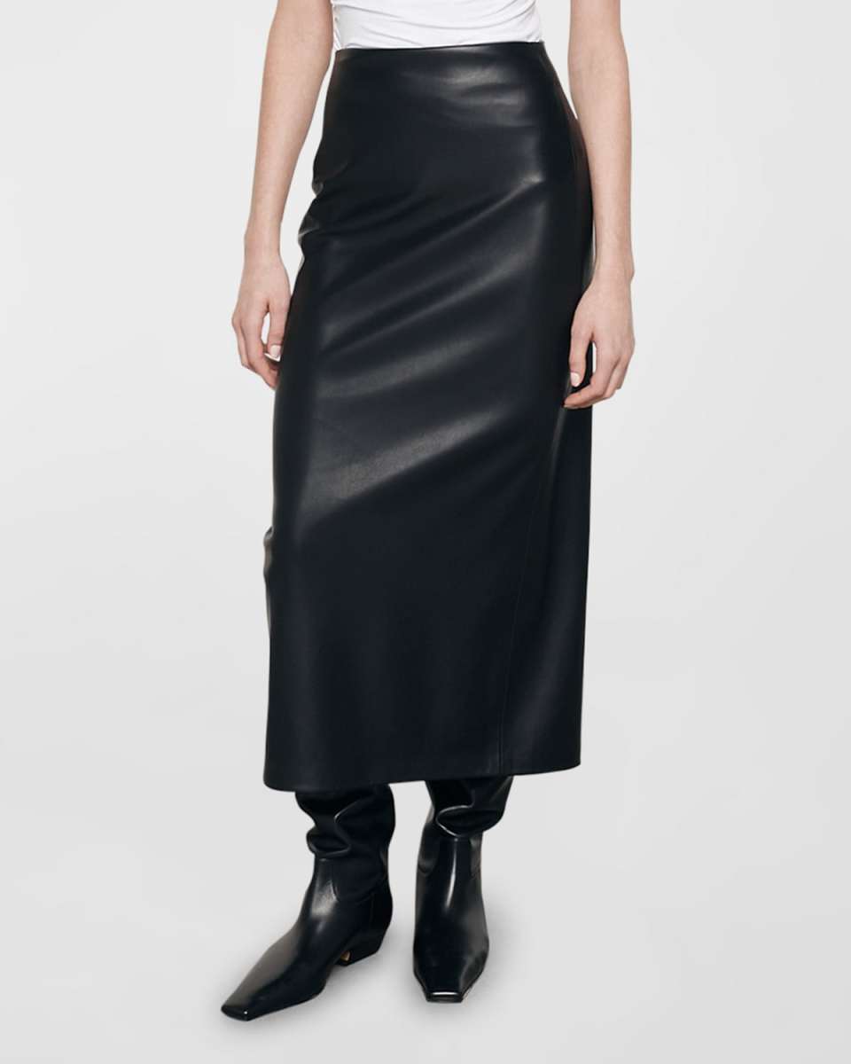Ankle-Length Faux Leather Skirt