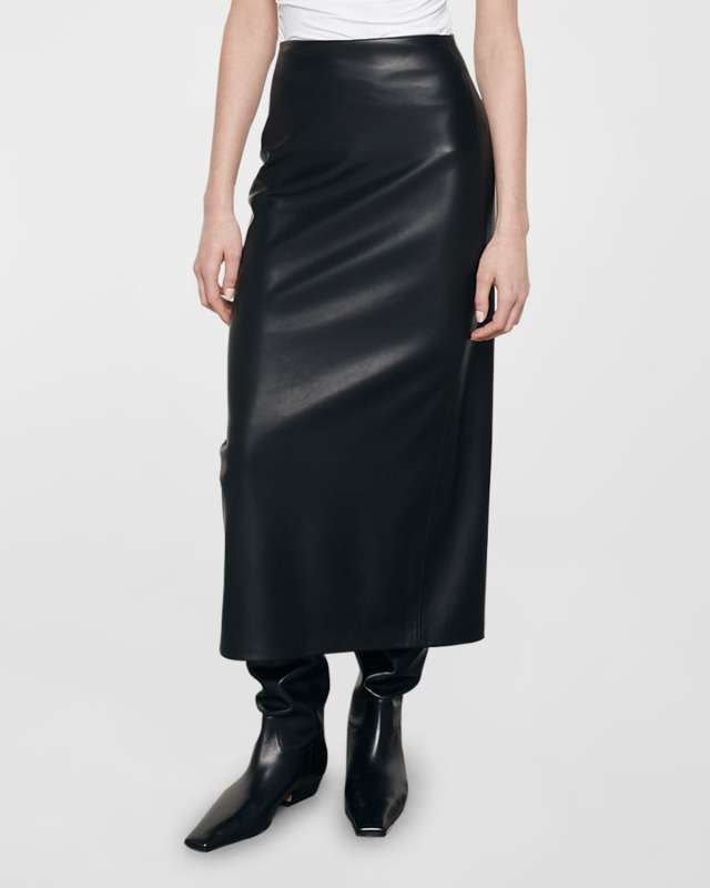 Ankle-Length Faux Leather Skirt
