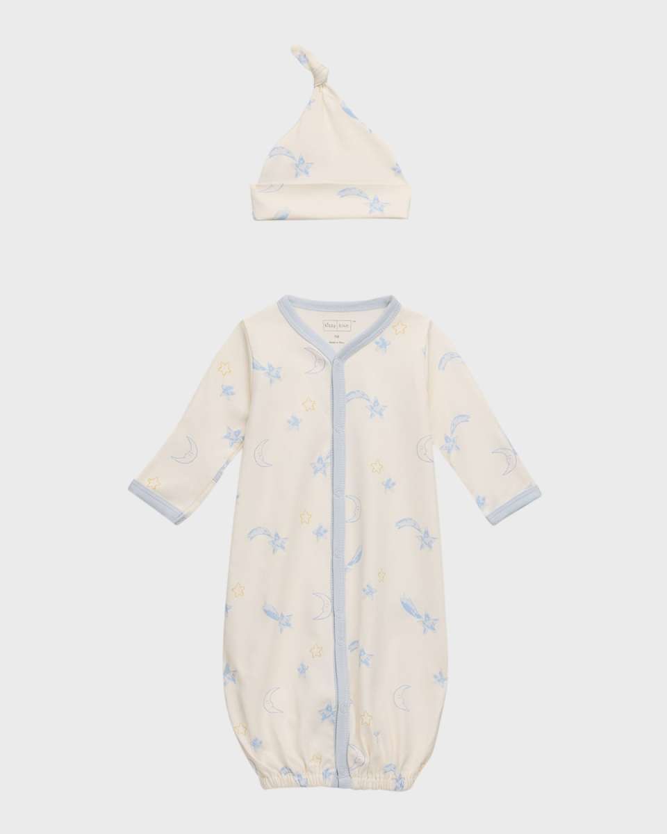 Boy's Starry Sky Convertible Gown & Hat Set, Size Newborn-