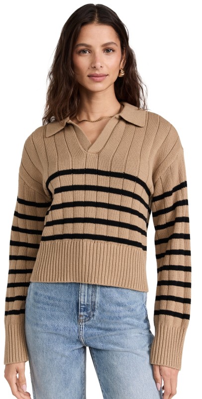 Pistola Denim Arlo Sweater Tan Noir Stripe