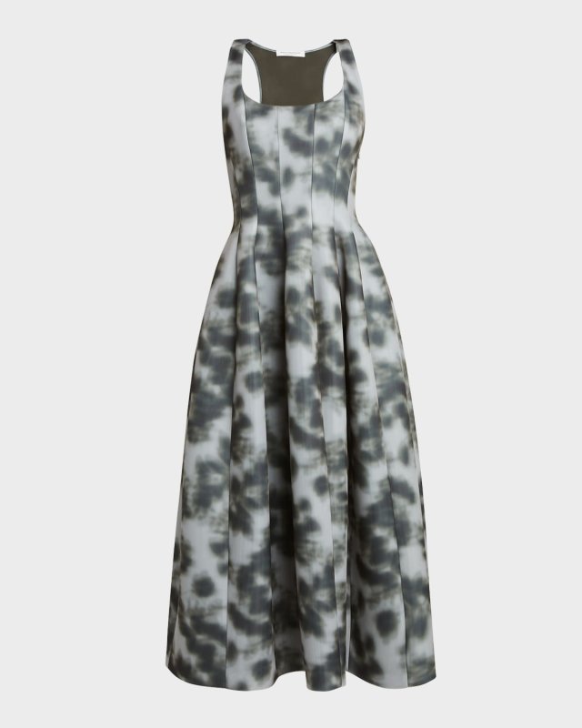 Abstract Floral Midi Dress