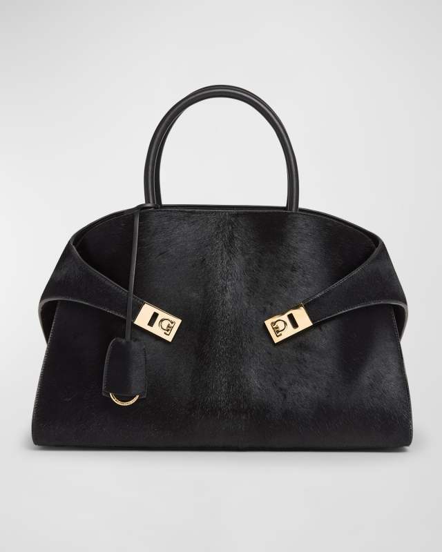 Hug Medium Calf Hair Top-Handle Bag