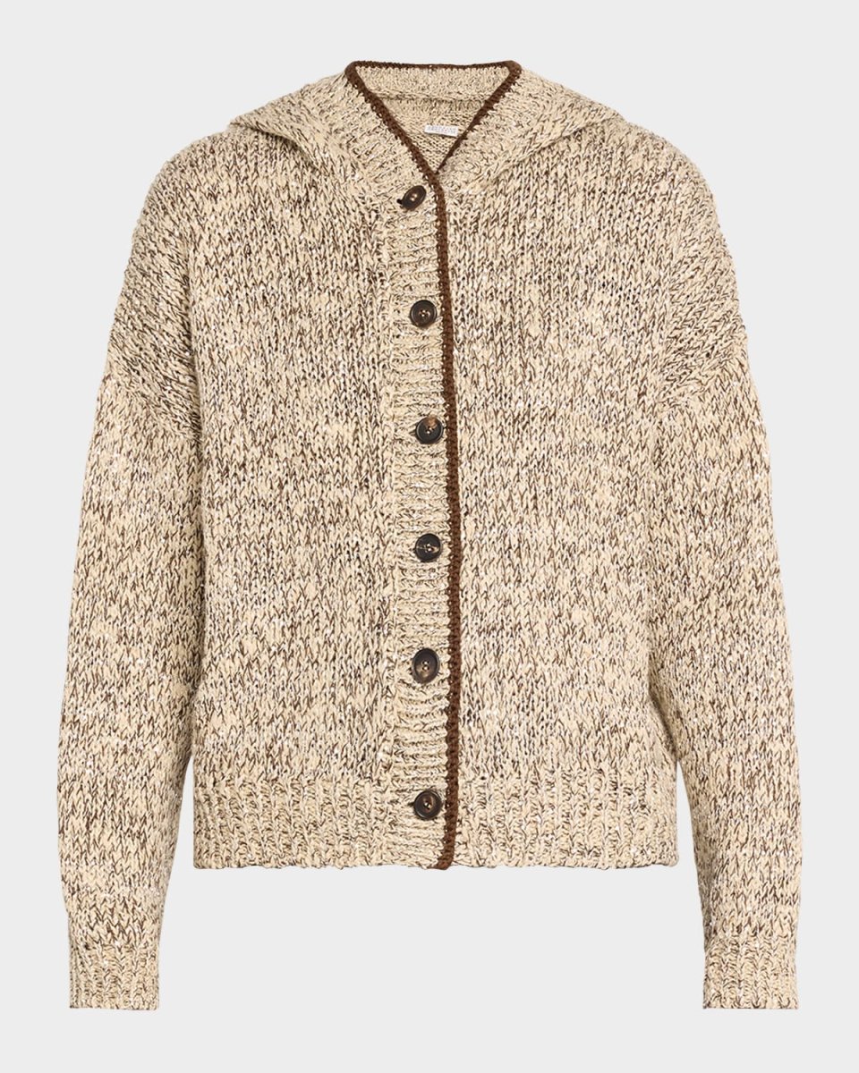 Paillette Chine Knit Hooded Cardigan