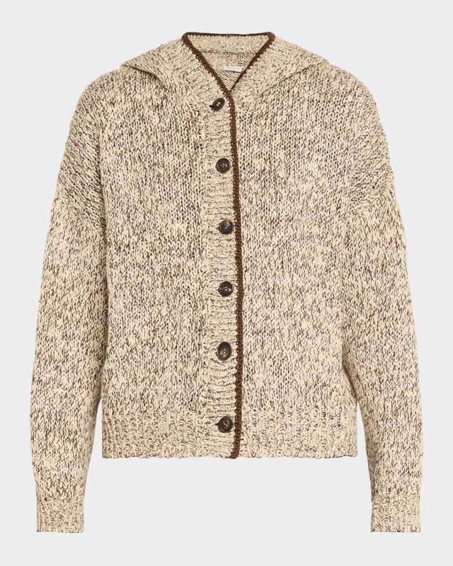 Paillette Chine Knit Hooded Cardigan