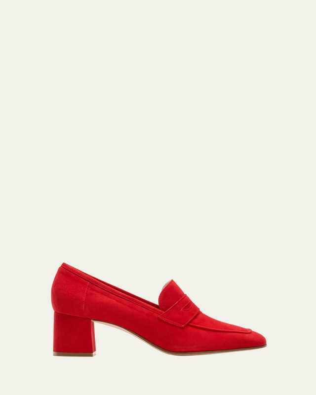 Essenziale Suede Heeled Penny Loafers