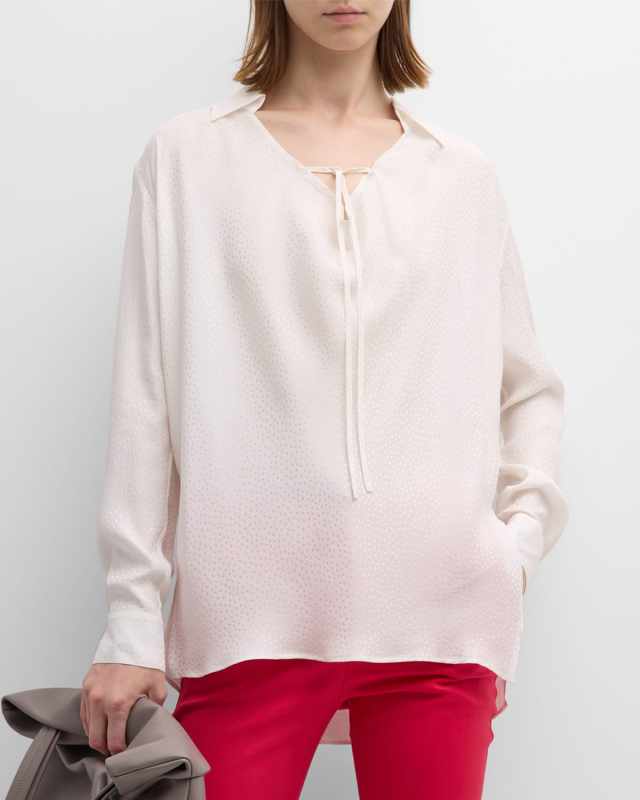 Misia Metallic Fleck High-Low Silk Blouse