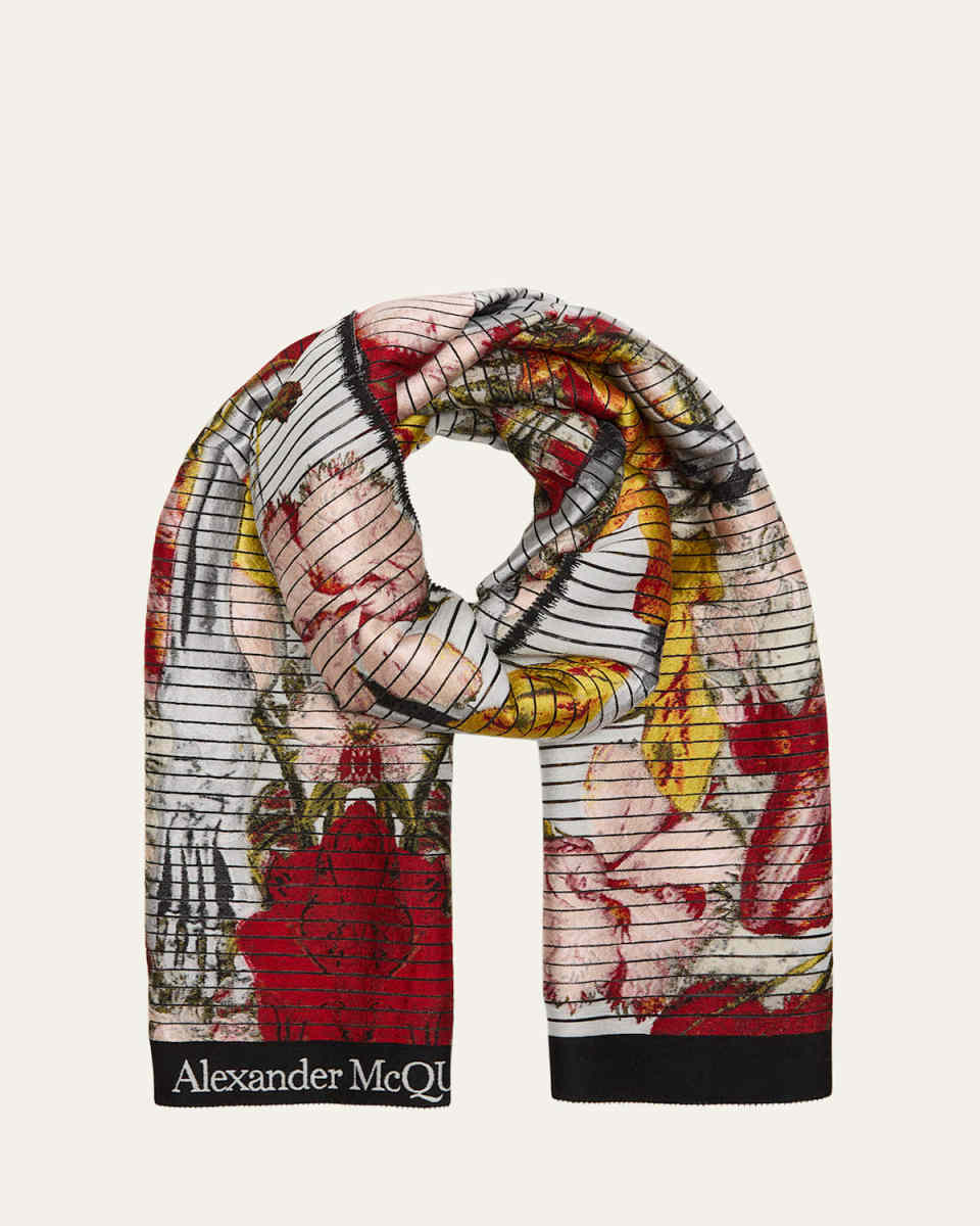 Sliced Skeleton Wool-Blend Scarf