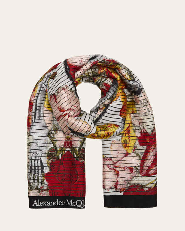 Sliced Skeleton Wool-Blend Scarf