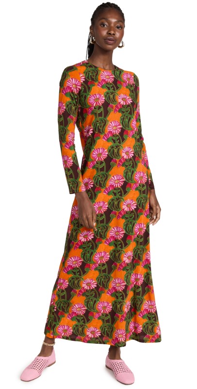 La Double Jong Sleeve Swing Dress Orange Gerber