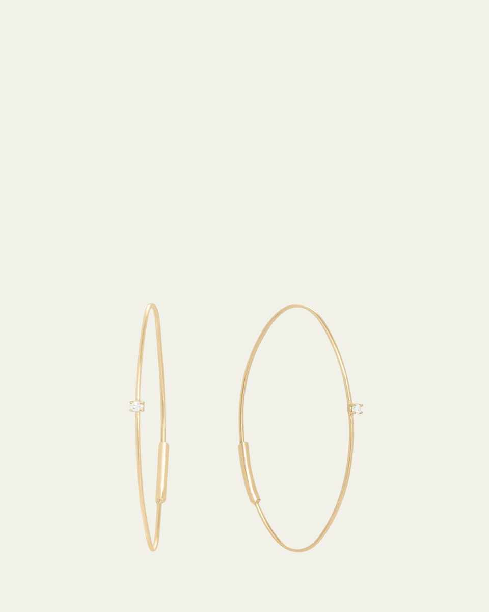 14k Small Oval Magic Hoop Earrings with Diamonds