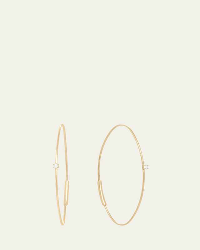 14k Small Oval Magic Hoop Earrings with Diamonds