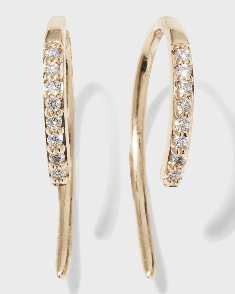 14k Diamond Mini Hooked Earrings