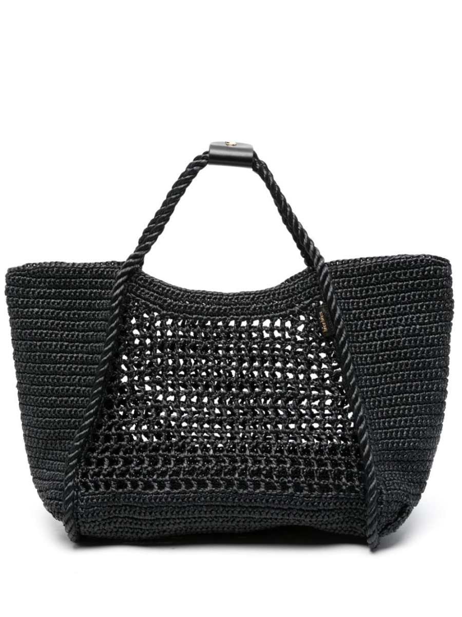 medium Marine Raffia-effect tote bag