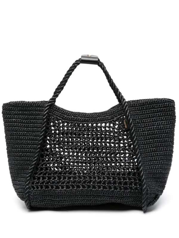 medium Marine Raffia-effect tote bag