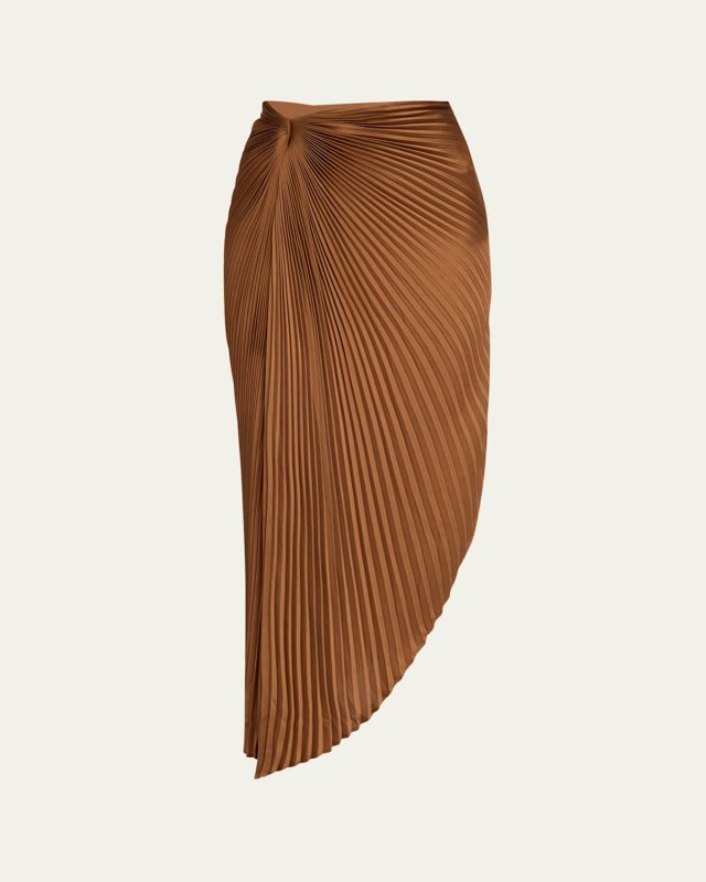 Odelia Asymmetric Pleated Maxi Skirt