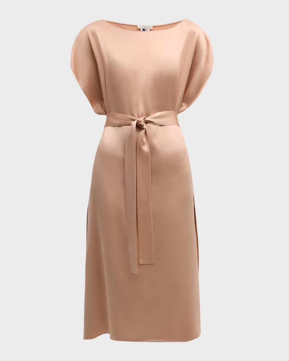 Dolman-Sleeve Silk Midi Dress