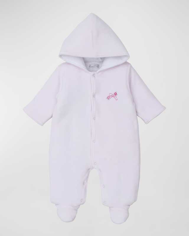Girl's Blooming Bows Velour Footed Bunting, Size Newbor