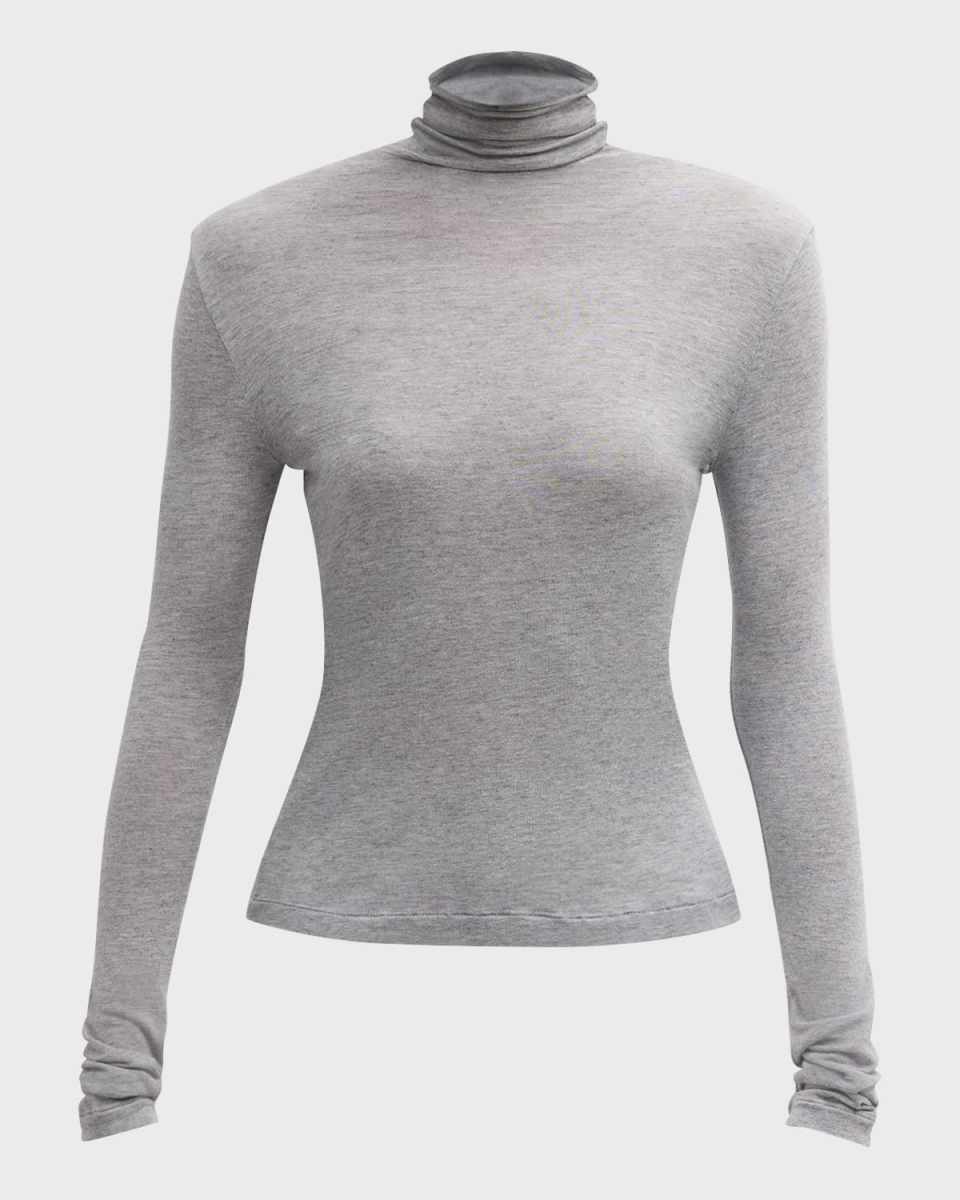 Sheer Wool Turtleneck Top