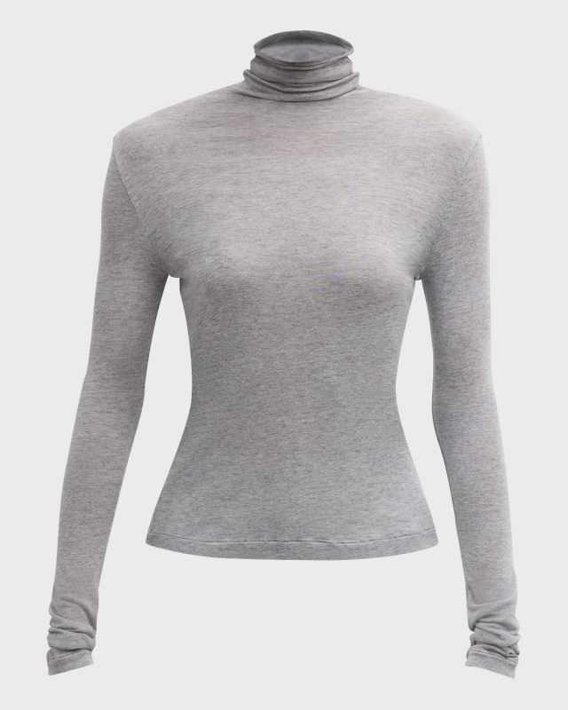 Sheer Wool Turtleneck Top