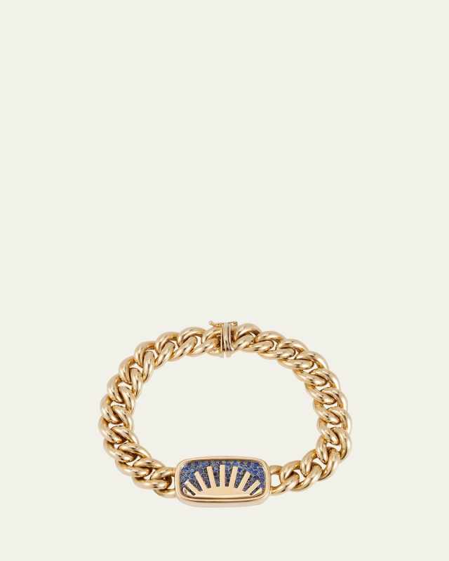 Curb Bracelet with Blue Sapphires and Sunrise
