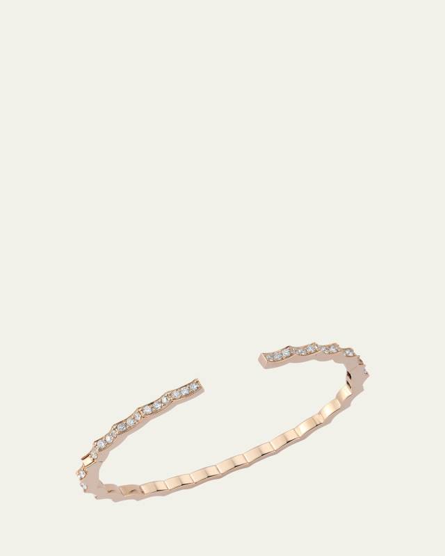 Clive 18K Rose Gold Diamond Scalloped Hinge Bracelet, Size 6.5